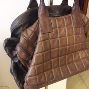 Leather dual bag with amazing brown and dark brown